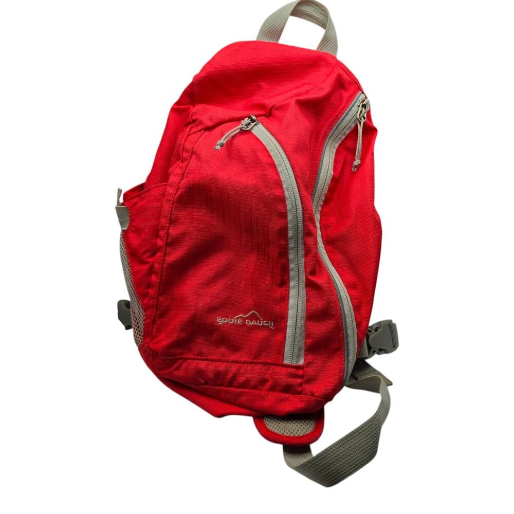 Eddie Bauer Red Gray Small Hiking Daypack Backpack Outdoor Travel Sling Crossbod